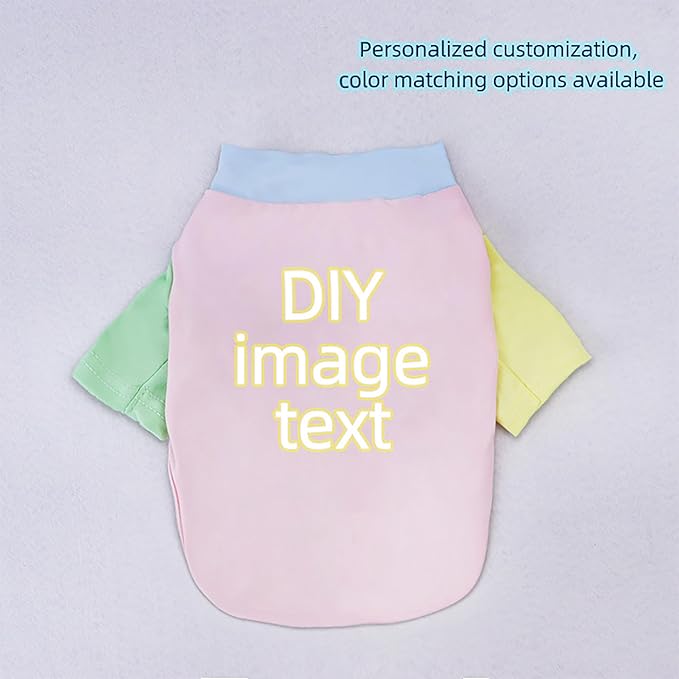 Custom Dog Shirt,Personalized Pet Apparel with Name Text Photo Image,Lightweight Breathable Puppy Kitten Cotton Vest for Small Medium Large Dogs Cats,Puppy Gift (Dopamine Yellow, Medium)