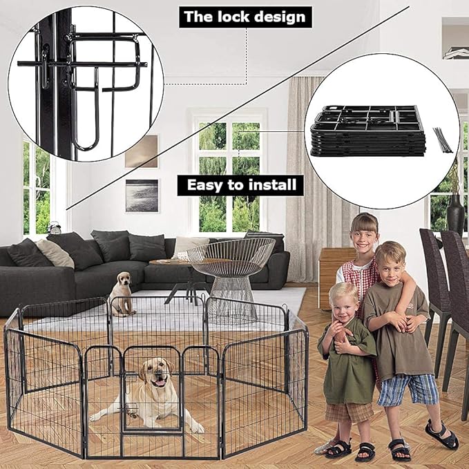 BestPet | Dog Playpen | 32 Inch, 8 Panels | Heavy Duty Metal Pet Exercise Pen | Indoor Outdoor Fence Panels | Rust-Resistant, Removable, Tool-Free Setup | Anti-Skid, Expandable Design