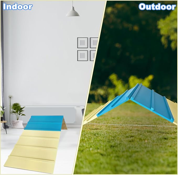 Dog Agility Equipment for Small & Medium Dogs, Puppy Agility Course Backyard Set A-Frame, Pony & Lamb Jumping Obstacle Course Ramp & Playground