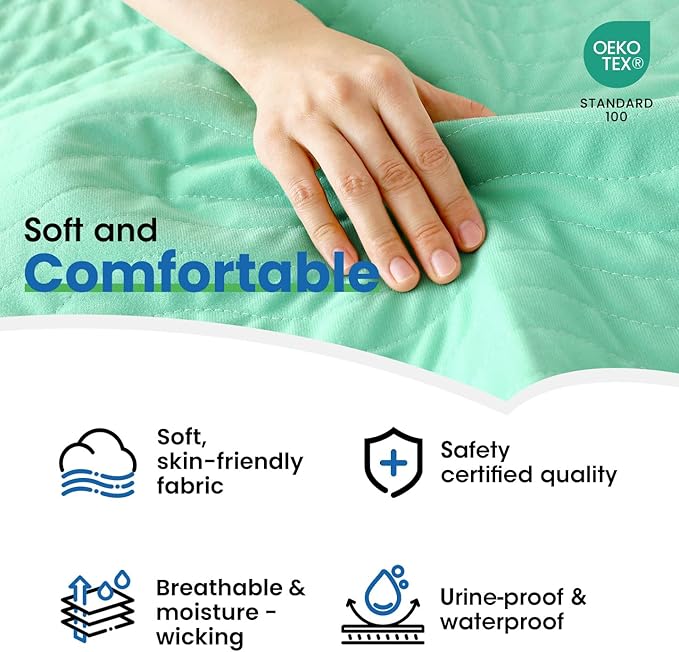 Noovirum® Washable Underpads,34“x52”(Pack of 2) Reusable Incontinence Pads for Kids, Adults, Elderly, Pets - Waterproof Protective Pad for Bed, Couch, Sofa, Furniture, Floor