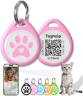Smart QR Code Cat ID Tag – Free Forever Online Profile, No Subscription Pet Safety Tag, Instant Owner Alert on Scan, No App Required, Anti-Lost Cat ID Tag QR Code（Pink 1 Inch）