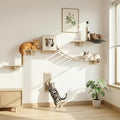 Cat Wall Shelves, Modern Wall-Mounted Cat Furniture Includes House, Bridge, Steps, Scratcher, Perch & Lounge for Indoor Cats, Space-Saving Wall Mounted Cat Shelves for Play & Rest