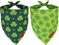 ADOGGYGO St Patrick Dog Bandana 2 Pack, Reversible Shamrock Pet Scarf Bib, Adjustable Fit Green St Patricks Day Bandanas for Extra Large Dogs (X-Large)