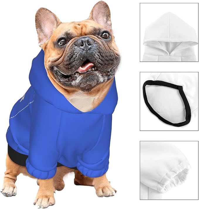 Dog Clothes, Custom Dog Hooded Sweatshirt, Personalized Pet Costume Robe Shirt with Text/Image/Club Name/Pet Shop Logo for Small Medium Large Dogs and Cats, RoyalBlue, L