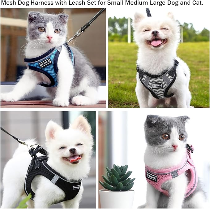 Dog Harness with Leash Set, No Pull Adjustable Reflective Step-in Puppy Pet Vest Harnesses for Small Medium Large Dogs and Cats,Brown XL