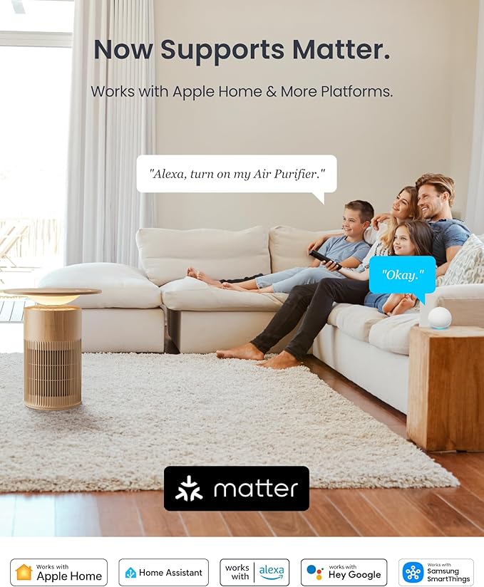 SwitchBot Air Purifier for Home Large Room up to 3620 ft², Pet Mode, Support Matter, 20dB, Washable Pre-filter, Aromatherapy, Works with Alexa, Google Home, Apple Home, Ideal for Odor, Dust & Pet Hair