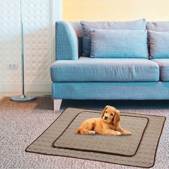 Washable Dog Cooling Mat - Ice Silk Pet Self Cooling Pad Blanket for Indoor & Outdoor Car Seats