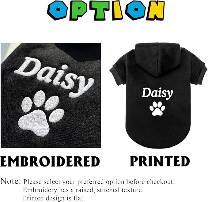 Personalized Dog Hoodie with Name/Text, Custom Embroidered or Printed Dog Sweater, Warm Winter Hoodie for Puppies, Cute Birthday Outfit, Unique Gift for Pet Lovers, A1