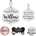 Ultra Joys Stainless Steel Pet ID Tag Dog Name Tags Personalized Front and Back Engraving, Customized Cat Tags, Optional Engraved on Both Sides, Hexagon Vine Design, Silver Small, Silver-hexagon-vine