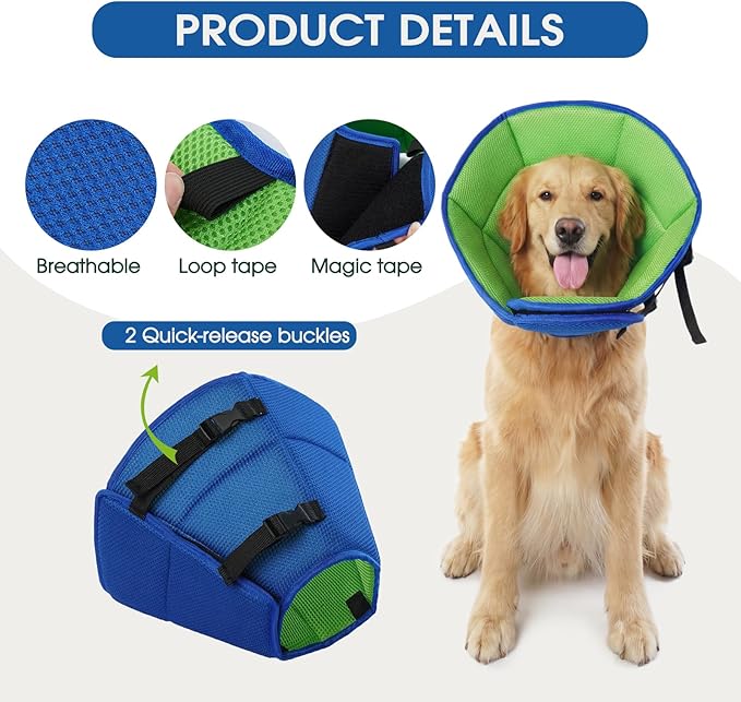 Dog Cone Collar After Surgery for Medium Dogs, Adjustable Soft Recovery Cone for Dogs to Stop Licking Biting, Comfortable Pet Elizabethan Alternative for Wound Healing