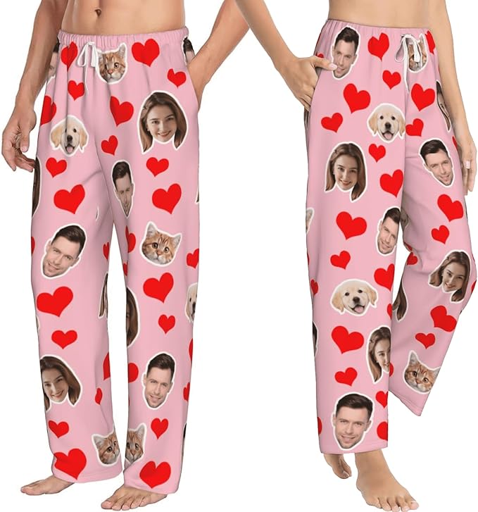 Personalized Pajamas Pants with Photo for Men Women, Custom Pajama Pants Anniversary, Mens Pajama Pants with Pockets