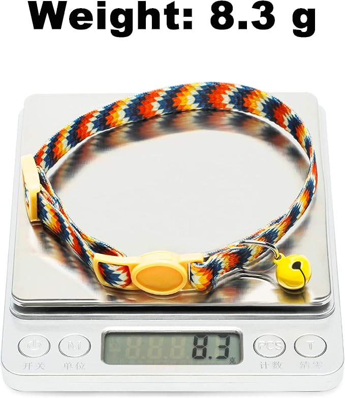 SOLMOONY Cute Cat Collar for Girl Boy,Colorful Breakaway Cat Collars with Bell 2 Pack，Adjustable Printed Nylon with Safety Buckles Kitten Collar (Fox)