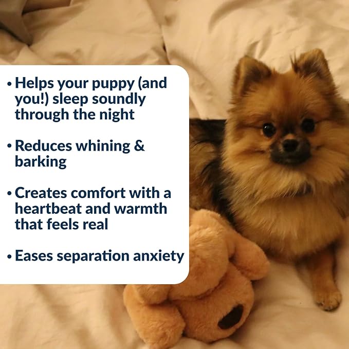 Snuggle Puppy Junior Heartbeat Puppy Toy - Heartbeat Puppy for Dogs - Pet Anxiety Relief and Calming Aid - Comfort Dog Toy - Behavioral Training and Sleep Aid Cuddle Buddy - Biscuit