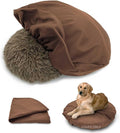 Dog Bed Cover Waterproof Replacement Machine Washable Covers for 30x30 Inch Dog Bed Heavy Duty Scratch Resistant Mattress Protector Pet Bed Round Brown Cover Only