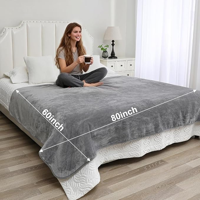 Waterproof Bed Blanket - Reversible Sherpa Throw with Leak-Resistant TPU Layer - 80x60 Stain Resistant, Machine Washable Bed Protector for Couch, Bed & Pets