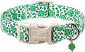 St Patricks Day Dog Collar for Puppy Small Dogs - Leopard Lucky Clover Dog Collars, Lightweight Adjustable Irish Green Festival Shamrock Dogs Collars with Quick Release Buckle XS