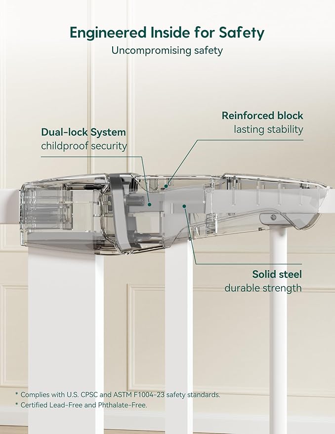 Babelio 36" Tall Baby Gate, PressGuard P7, 29-48" Auto Close Pressure Mounted Dog Gate for Stairs, Doorways & Hallway, Protector Basics Easy Walk Thru Pet Gate, White