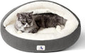 Covered Cat Bed Cave for Small Cats Dogs Washable Hooded Self Warming Cat Bed 23 inches Anti-Slip Round Fluffy Kitten Puppy Bed Noiseless Security Cat Cave Bed with Removable Cushion, Gray