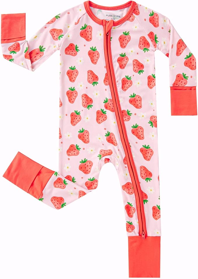 pureborn Baby Infant Boys Girls Sleeper Snug Fit Viscose from Bamboo Pajamas Zipper Pjs 0-24 Months