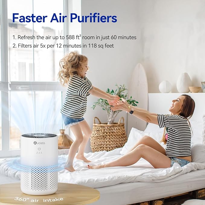 Air Purifiers for Bedroom Home with H13 True HEPA Filter, 20dB Quiet Air Cleaner for Pets Hair Dander Odor, Smoke Dust Pollen, Aromatherapy Function, White