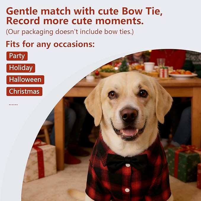 Koneseve Dog Shirt, Pet Plaid Clothes Shirt T-Shirt, Sweater Bottoming Shirt for Small Dog Cat Puppy Grid Adorable Wearing Stylish Cozy Halloween,Christmas Costumes (Red;M/Medium)
