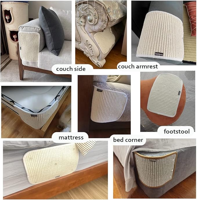 HAOZAIKEJI Cat Scratcher Mat Sofa Protector Natural Sisal Cat Scratching Mat Cat Scratch Couch Cover Heavy Duty Couch Guard Scratch Pad for Grinding Claws Protecting Furniture (Thicken Beige Long)