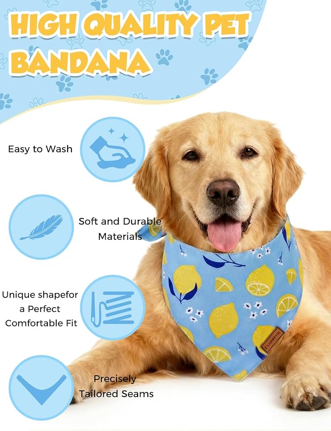 Luxury Double-Layer Dog Birthday Bandana – Handmade, Silk-Soft Polyester for All Dog Sizes | Birthday & Party Outfit | Gift-Ready Pet Accessory(Yellow, Small)