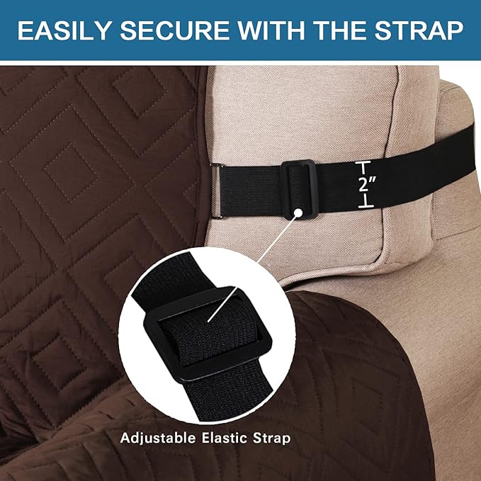 H.VERSAILTEX Reversible Loveseat Cover Furniture Protector Anti-Slip Water Resistant 2" Elastic Straps Couch Covers Pets Kids Fit Sitting Width Up to 54"(Oversized Loveseat: 75" x 98", Brown/Beige)