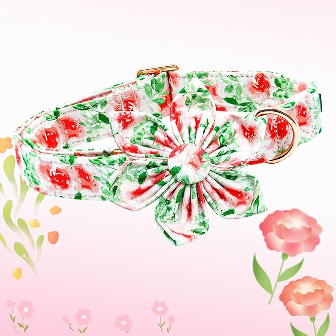 Lionheart glory Dog Collar Flowers Collar Floral Dog Collar with Flower Spring Summer Cute Collar Dog Boy or Girl Dog Collars Soft Durable Adjustable Dog Collars for Small Dogs