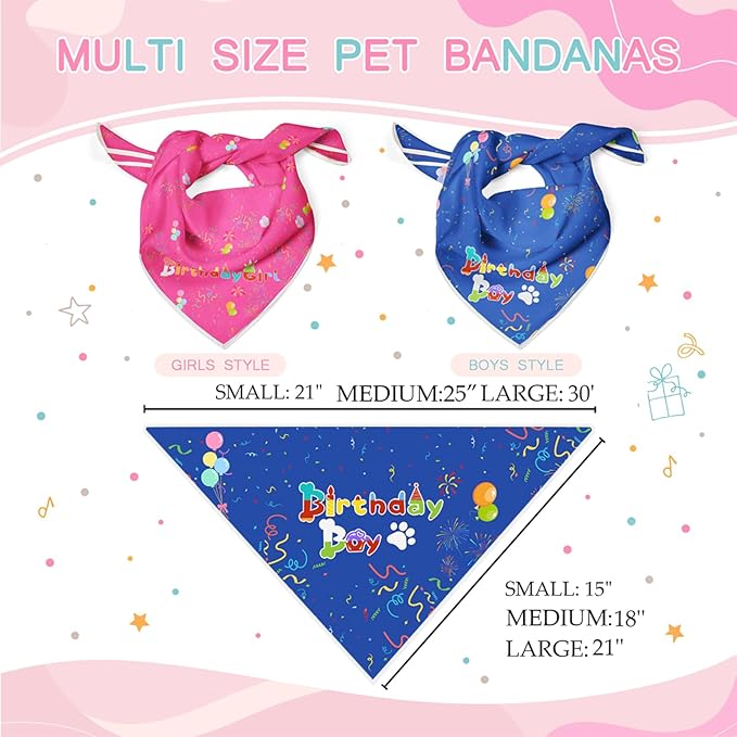 Birthday Dog Bandanas Boy,Blue Reflective Dogs Scarfs for Birthday Party Decorations Supplies for Dogs Pet Accessories,Cat Dogs Triangle Pet Scarves for Medium Dogs Outfit,M