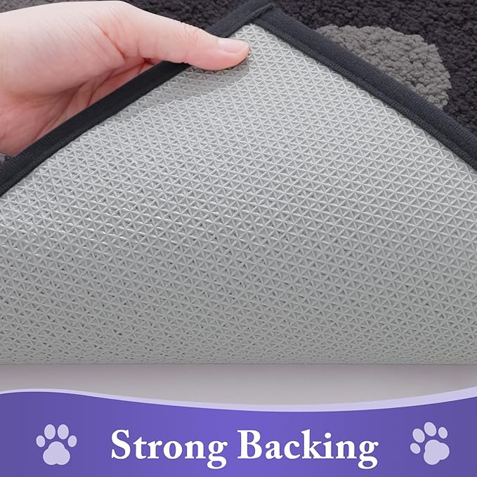 Buganda Dog Door Mat for Muddy Paws, Absorbent Dirt Trapper Non Slip Indoor Doormats, Washable Low-Profile Mat for Mud Dogs, Entryway Carpet for Inside Floor (48x30 Inches, Dark Grey)