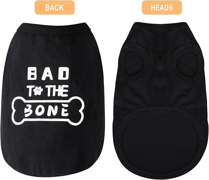 Discover Cozy Cotton Canine Wear: Soft, Lightweight, and Breathable Dog Shirt Vest with Eye-Catching Graphics(Bad to The Bone), Keeping Your Furry Friend Warm and Comfy! Black S
