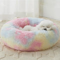 WNPETHOME Donut Dog Beds Large Sized Dog,Anti-Anxiety Caming Large Pet Bed,Fluffy Faux Fur Plush Puppy Bed，Warming Cozy Soft Round Bed for Pet, Cat Cuddler Cushion