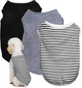 3 Pcs Cat Shirts Solid Color Dog Clothes Summer Sleeveless Stripe Pet T Shirts for Small Pet Dogs Cats (Black, Medium)