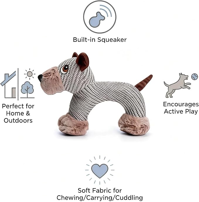 Linen Safari Companions, Squeaky Dog Chew Animals, with Durable Linen Material, Durable and Resistant to Chewing, for Relieve Dog's Boredom (Elephant)