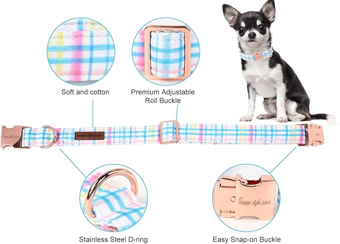 Unique style paws Dog Collar Metal Buckle Collar Gift for Small Medium Large Boys Girls Dogs, blue pink