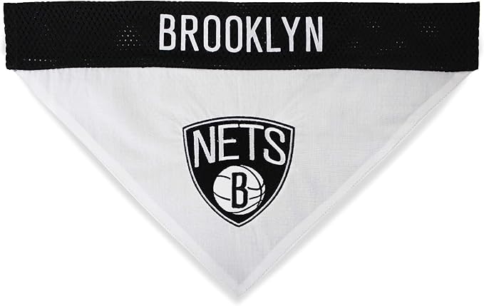 Pets First NBA Reversible Dog Bandana - Brooklyn Nets Home & Away Sports Bandana with Premium Embroidery Logo, Large/X-Large