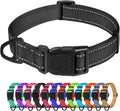 TagME Dog Collars, Adjustable Reflective Nylon Pet Collar with Quick Release Buckle for Medium Dogs, Black, 1.0" Width