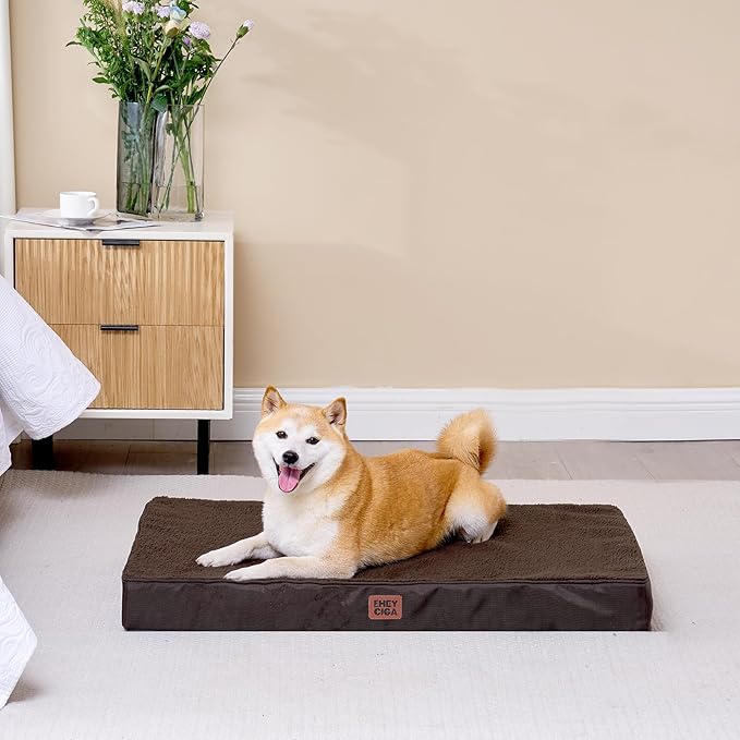 EHEYCIGA Orthopedic XL Dog Beds for Extra Large Dogs with Removable Washable Cover, Brown, 44x32