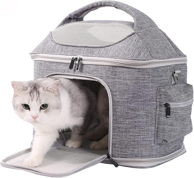 halinfer Pet Carrier for Large Fat Cats and Small Dog, Fits up to 20 pounds Car Seat Travel Carrier, Collapsible Indoor Outdoor Soft Side Carrier Bed House Airline Approved Under Seat
