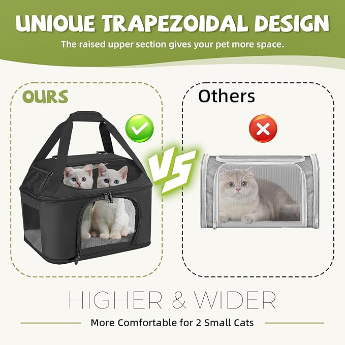 Premium Cat Carrier for Pets Up to 20 Lbs, Cat Travel Bag Soft-Sided Backpack Pet Carriers with Padded Shoulder Strap, Dog Carrier for Small Dogs Puppy Carry Airline Approved, Black