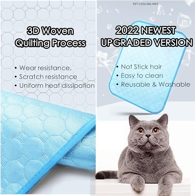 SOMOYA Dog Self Cooling Mat Pet Washable Cooling Pads Blanket Sleeping Kennel Mat,Ice Silk Sleep Mat Pad Non-Toxic Breathable Sleep Bed Beach for Large Dogs Cats (Blue, 39.4x59 in)