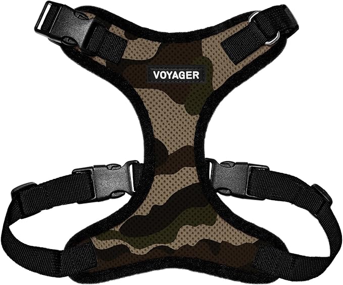 Voyager Step-in Pet Harness - All Weather Mesh, Adjustable Step in Harness for Cats and Dogs by Best Pet Supplies - Army/Black Trim, L