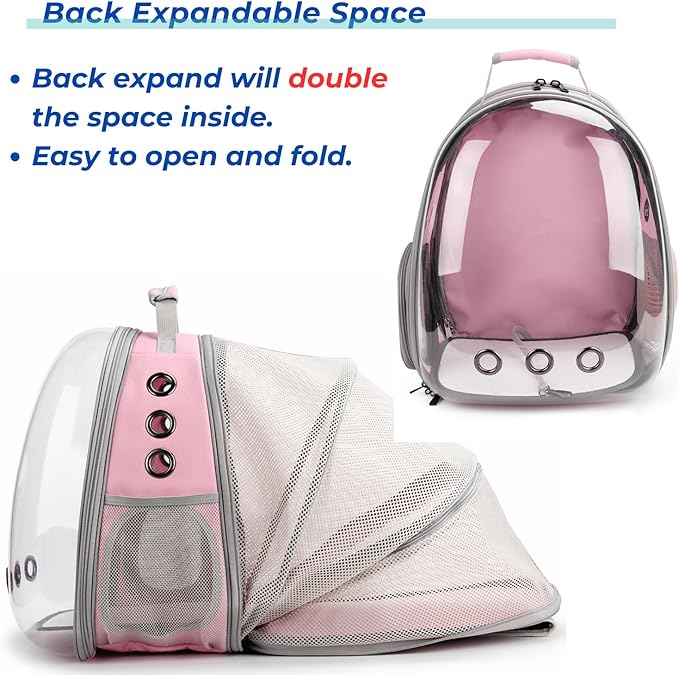 Lollimeow Cat Carrier Backpack, Expandable Bubble Pet Carrier for Cats and Small Dogs, Airline Approved Travel Backpack for Hiking, Walking & Outdoor Adventures - Supports up to 14 lbs