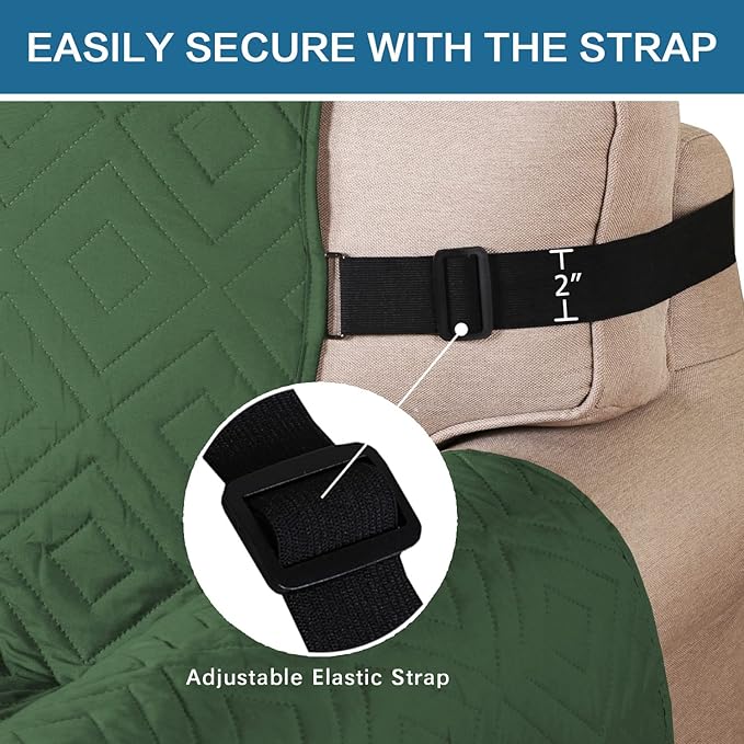 H.VERSAILTEX Reversible Sofa Slipcover Furniture Protector Water Resistant 2 Inch Wide Elastic Strap Sofa Cover Couch Covers Pet Kid Fit Seat Width Up to 66" (Sofa: 75" x 110", Christmas Green/Beige)