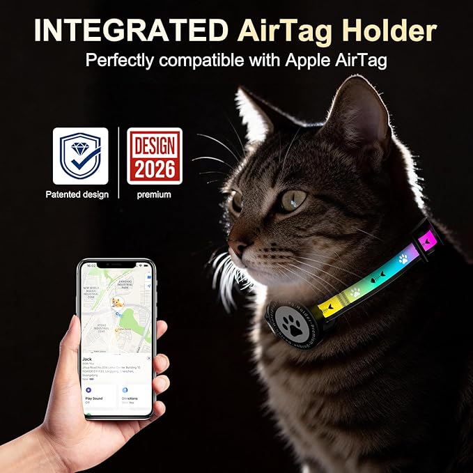 Airtag Cat Collar Breakaway, Reflective Cat Collar with AirTag Holder and Bell, Compatible with Apple Air Tag, Comfortable Padding, Adjustable, Durable (Turquoise, S)