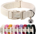 Cute Corduroy Dog Collar - White Adjustable Dog Collars for X-Small Dogs 4-10lbs, Fade-Proof with Secure Snap & Little Charm, Christmas Birthday Gift, XS