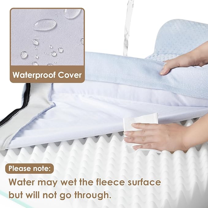 EHEYCIGA Memory Foam Dog Bed Large Size Dogs, Orthopedic Dog Bed Large with Washable Removable Cover, Waterproof Pet Sofa Couch with Nonskid Bottom, 36x27x6, Washblue