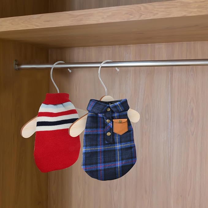10pcs 8.66-inch Wooden Pet Hangers for Dogs and Cats, Large Solid Wood Dog Clothes Hangers, Portable Pet Accessory for Household Closet Organization