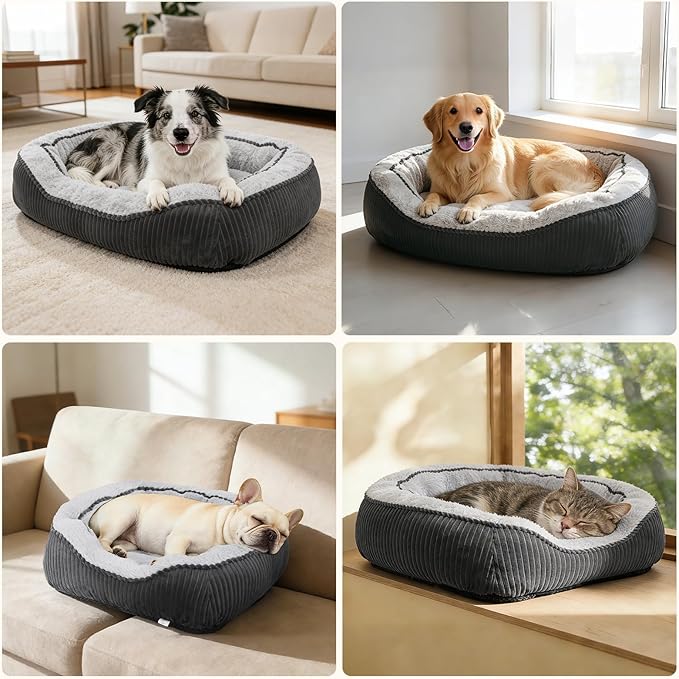 SIWA MARY Medium Dog Bed for Medium Large Dogs, Rectangle Dog Bed Medium Size Dog, Washable Orthopedic Pet Bed, Durable Calming Puppy Bed with Anti-Slip Bottom(30"x 24"x 9")